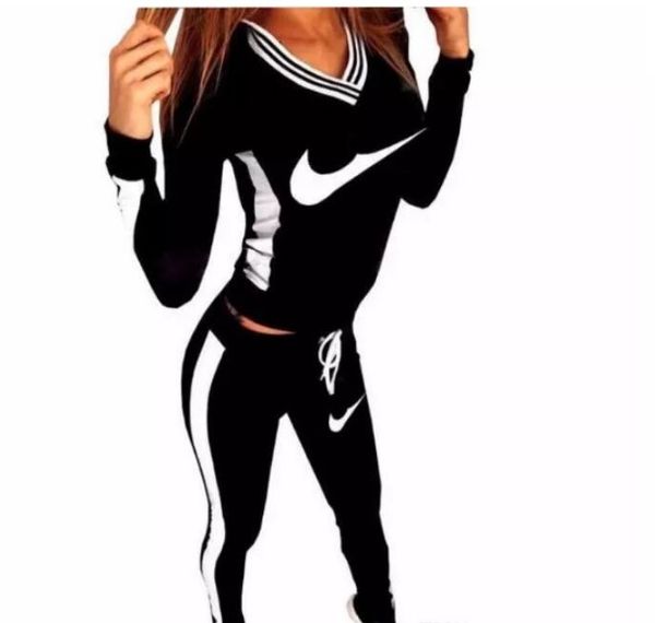

2019 новый костюм женщины спортивный костюм толстовка толстовка + pant беговая femme marque survetement спортивная 2рс set # 9010, Black
