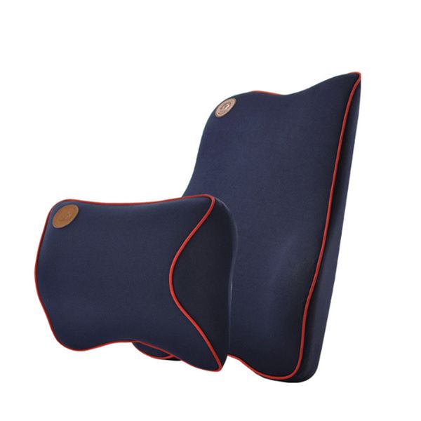 

2pcs/set solid relieve home lumbar cushion memory foam headrest car driving zipper gift back support accessories office