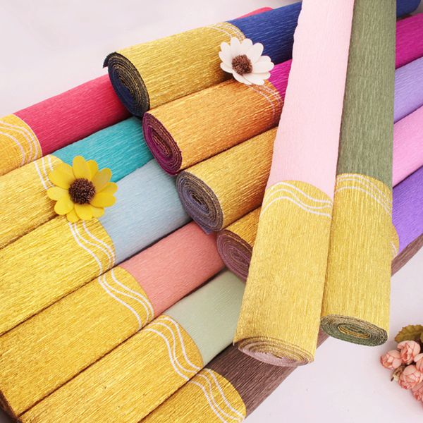 

250*50cm gold and silver side curling paper diy flower making craft wedding party decoration wrinkled wrapping paper