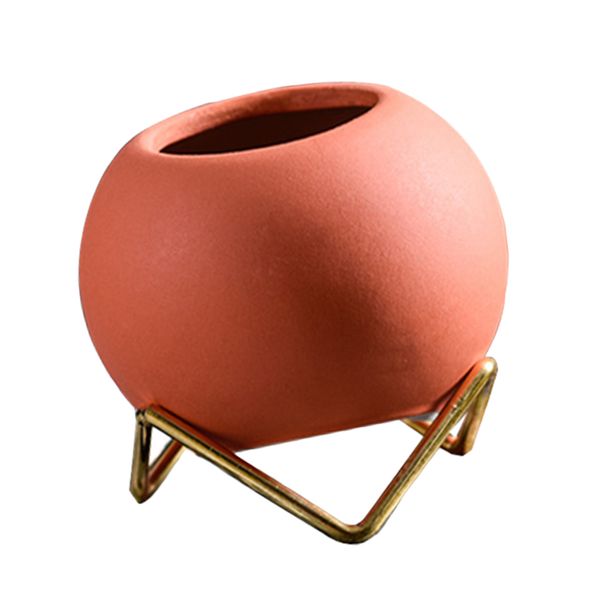 

desksucculent planter ceramic flower pot with iron rack holder