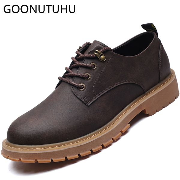 

2019 new style fashion men's shoes casual leather lace up classic coffee brown black shoe man comfortable oxfords shoes for men