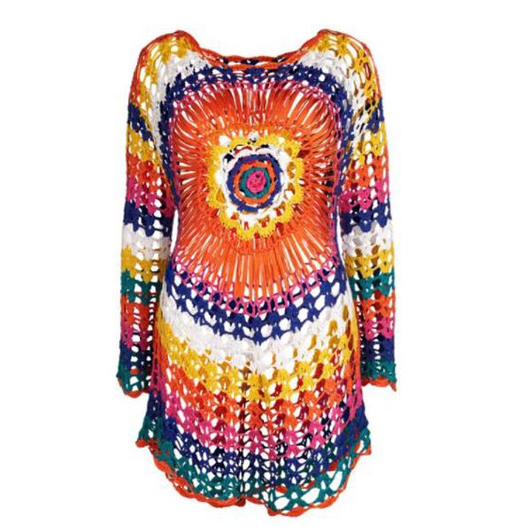 

2019 handmade knitted beach cover up tunics for beach swimsuit crochet cover ups sarong saida praia sarong kaftan, Blue;gray