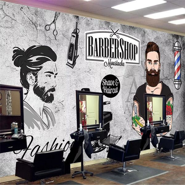 

personalized custom with your store name wall paper barber shop industrial decor gray cement wall background mural wallpaper 3d