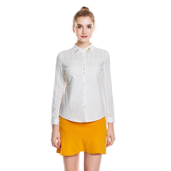 

epacket shipping flower embroidery lady white cotton shirts long sleeve women casual blouses size s-3xl