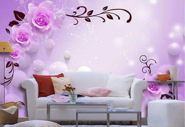 Papel tapiz 3d para paredes 3 d para sala de estar Rosa rosa 3D fondos de pantalla elegante pared de fondo minimalista