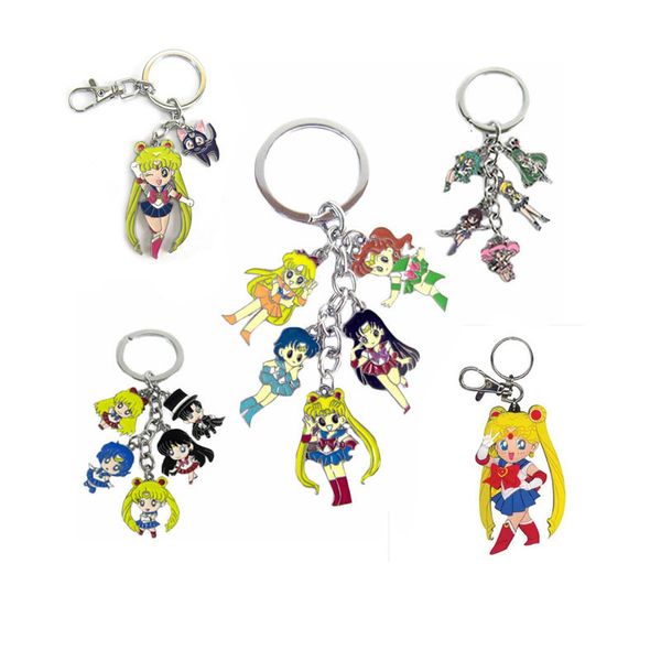 

1 piece cute janpanese anime sailor moon keychain key ring cat kino figure metal gift figure keychain pendant keyring toys, Silver