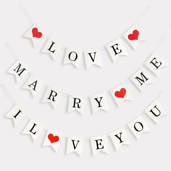 

non-woven i love you garland bunting banner wedding marriage room valentine's day decor birthday party decoration party supplies