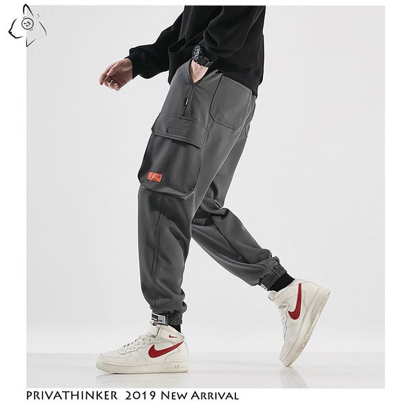 

men loose big pockets pants mens streetwear armygreen jogger male korean loose korean trousers oversize autumn 2019, Black