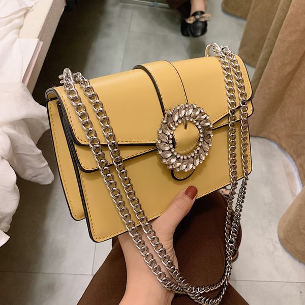 

elegant female flap square bag 2019 new quality pu leather women's designer handbag diamond lock chain shoulder messenger bag