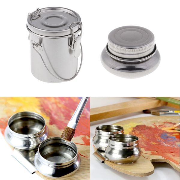 

painter stainless steel brush washer removable brush cleaner with metal palette cup for painting