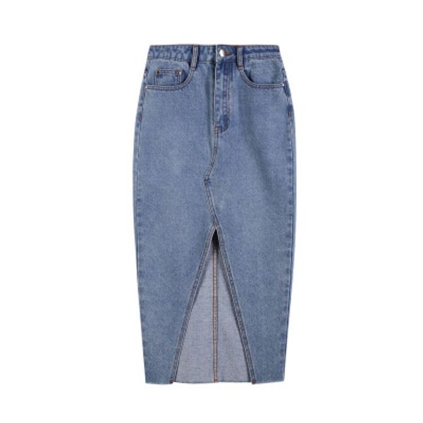 

women fashion denim skirts a-line empire mid-calf dresses high waist split skirts female fashion skinny dresses, Black