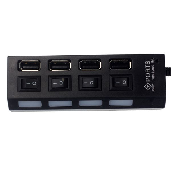 

new usb 2.0 4 port power on/off switch led hub for pc lapnotebook