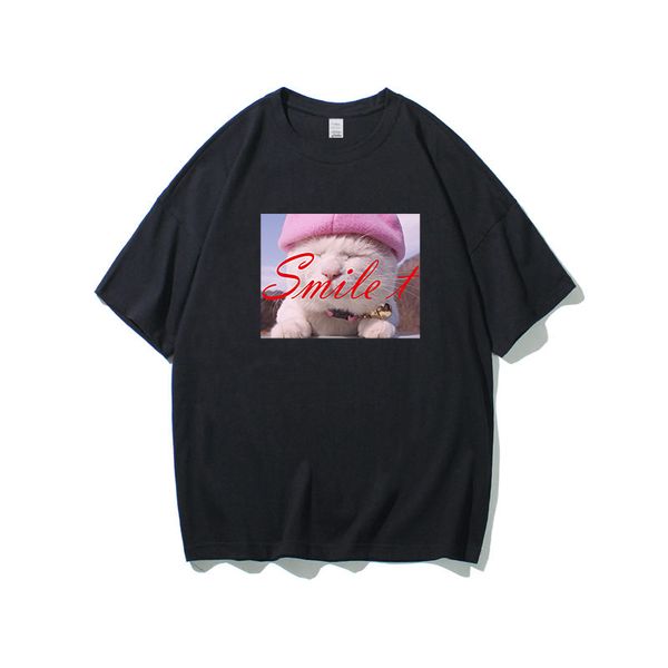 

2019 горячие продажа cat printing футболки унисекс мужчины женщины с коротким рукавом tees casual отдыха крупногабаритные охладить блузка to, White;black