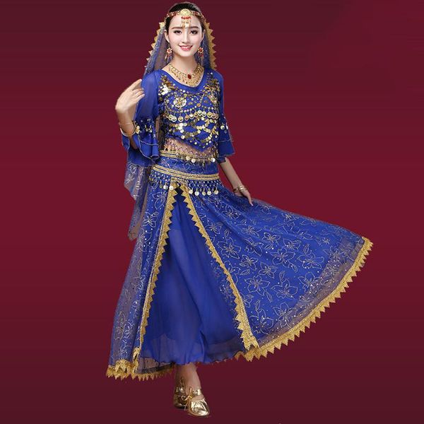 

stage wear belly dance dress set women skirt waist chain veil earring bracelet bellydance costume dancing performance 0053, Black;red