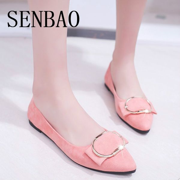 

senbao 2020 plus size 35-41 women suede flats fashion woman loafers pointy toe ballerina casual single shoes women zapatos mujer, Black