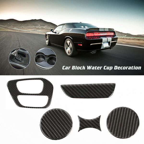 Carbon Fiber Gear Shift Cup Holder Trim Dekoration Aufkleber für Dodge Challenger 2015 UP Auto Innen Zubehör