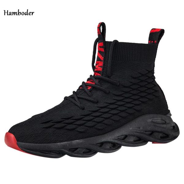 

hamboder 2020 new outdoor running shoes men's breathable sneakers fashion woven lace-up wear-resistant bottom sneakers