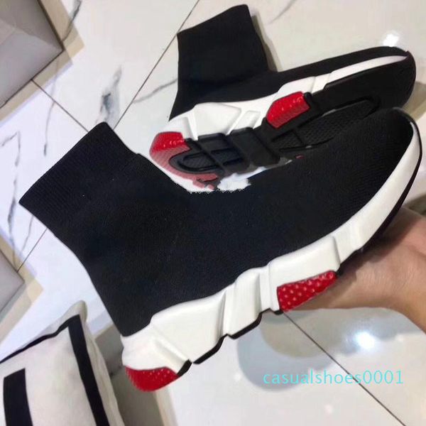 

new luxury black white and red speed trainer shoe man casual woman sneaker stretch-knit designer shoes drop shipping size 35-46 c01