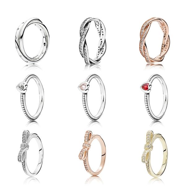 

new 925 sterling silver pandora & 14 gold color rings for women rose gold drops of fashion diy pan ring factory wholesale