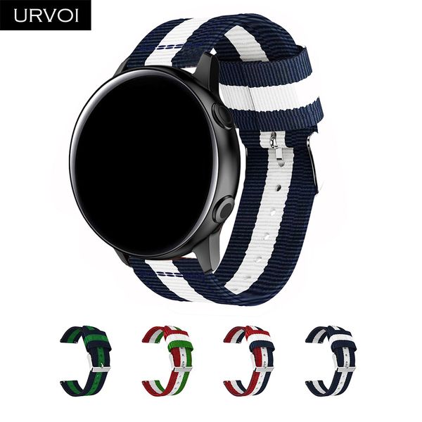 

urvoi nylon band for galaxy watch active nato strap for galaxy watch 42 46mm durable woven nylon wrist band, Black;brown
