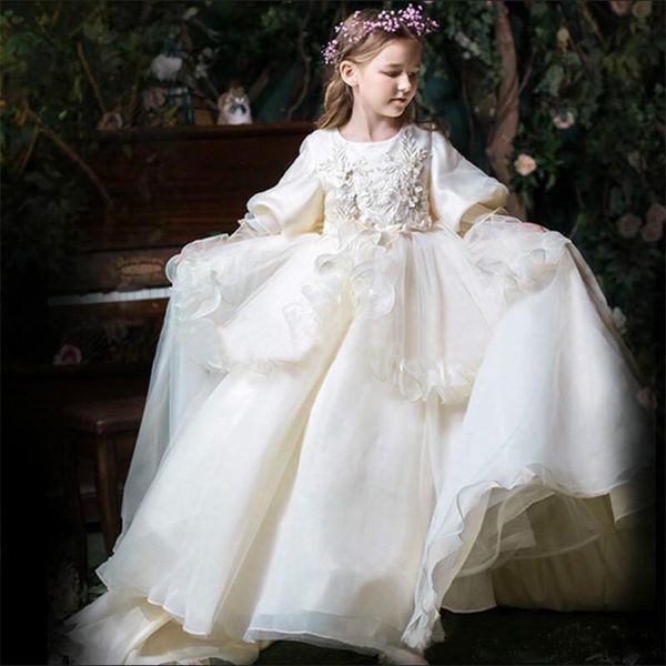 

gorgeous new coming kids pageant gowns puffy tulle flower girl dress for wedding custom made ball gowns for special occasion, White;red