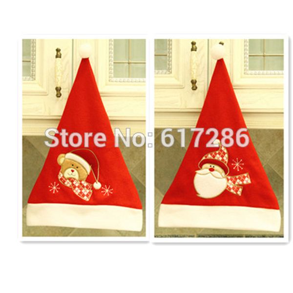 

4pcs/lot christmas hat toys with lovely embroidery 30*44 cm fleece material