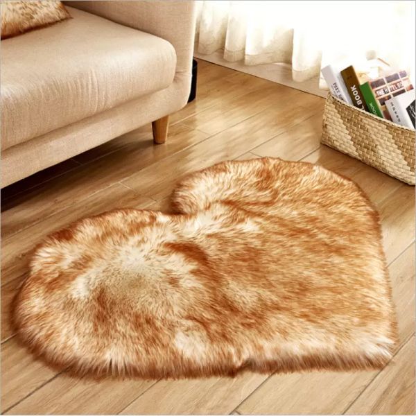 Neue Künstliche Wolle Wohnzimmer Schlafzimmer Weiche Bodenmatte Shaggy Anti-skid Teppich Liebe Herz Form Lange Haarige Flauschige Teppiche a006A