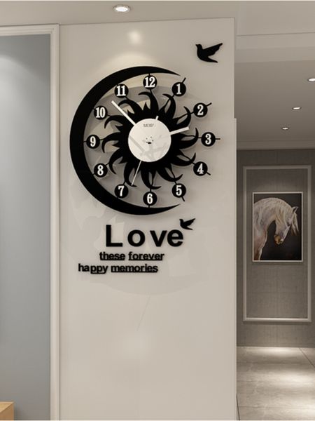 

nordic creative wall clock living room mute home fashion quartz clock bedroom reloj pared madera modern design home dd70wc