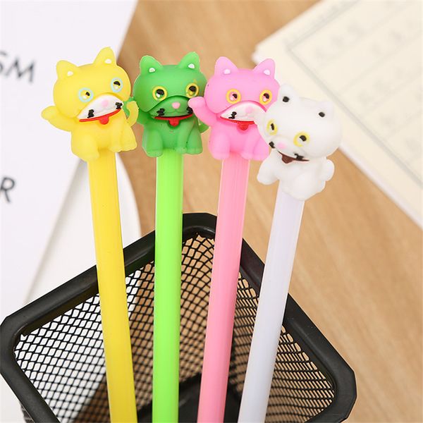 

4 pcs / lot handshake cat gel pen cute animal black gel pen signature student office writing stationery promotional gift