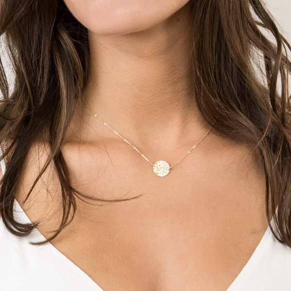 

emanco stainless steel statement necklace round moon pendant necklace charm necklaces for women fashion jewelry drop shipping, Silver