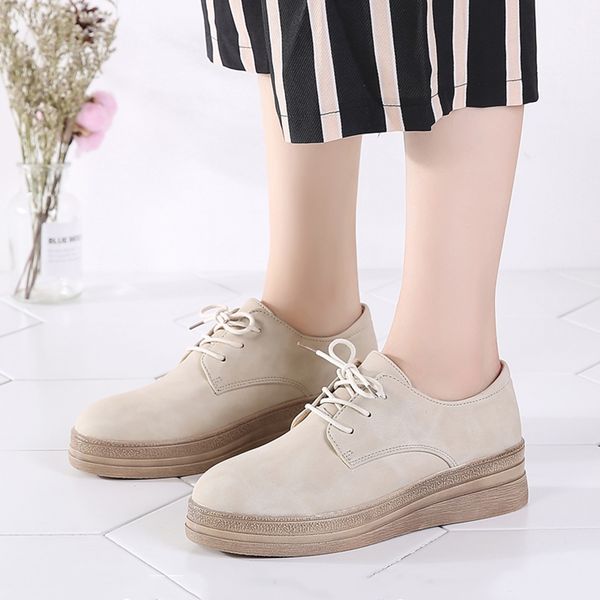 

women leather casual shoes solid flat ladies platform shoes comfortable flats female beige leisure sole heel moccasins, Black
