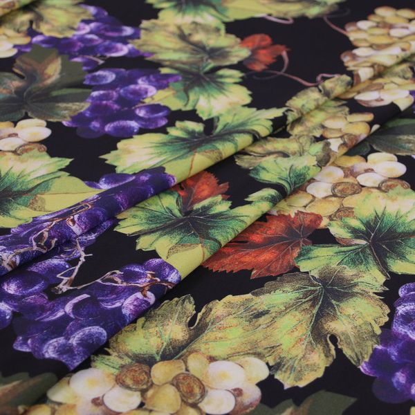 

виноградный принт многоцветный полиэстер мягкий кэди лен маленькая эластичная ткань для женщины весна осень платье юбка шитье-697, Black;white