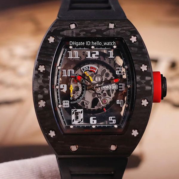 

ntpt carbon fiber case rm030 watches black dial 030 miyota automatic mens watch rubber strap gents sport hello_watch 8 color, Slivery;brown