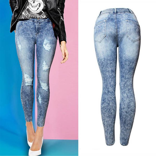 

новое прибытие женские тощие джинсы женские сексуальные тонкие брюки женщин с высокой шейкой приклада лифтовые джинсовые брюки мода stretch, Blue