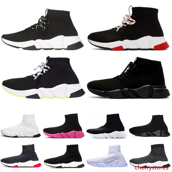 

2020 дизайнер носок обувь скорость тренер для мужчин женщин черный красный тройной черный плоский носок сапоги повседневная обувь женская тр