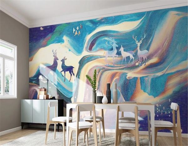 Papier peint personnalisé pour les murs Décoration de la maison Elk d'art abstrait peint à la main original