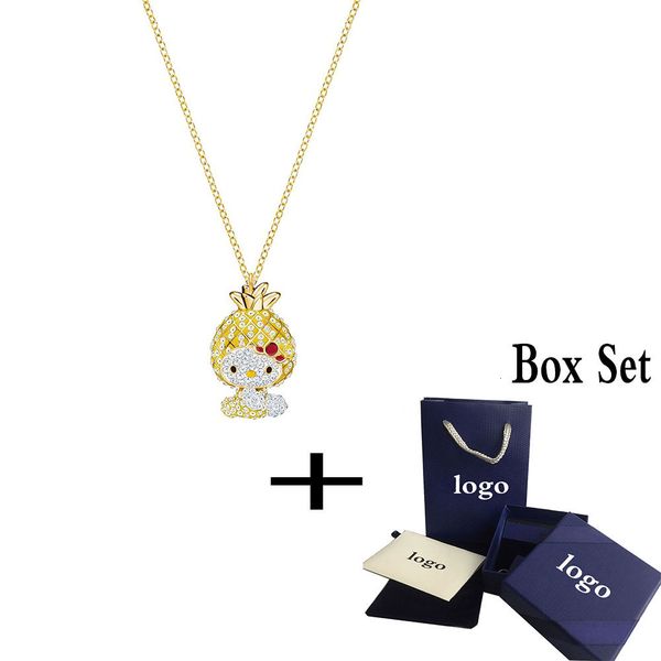 

2019 summer fashion only new shiny pineapple pattern female crystal clavicle necklace, Silver