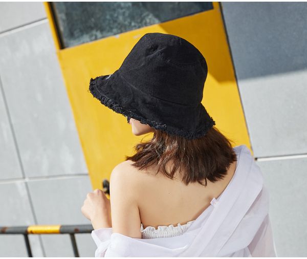 

maxi multi colors bucket hat female summer simple fashion joker ins sunscreen cap rough selvedge sun bonnet, Blue;gray