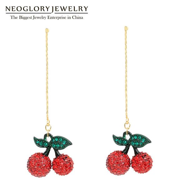

neoglory jewelry trendy cute red cherry drop earrings for women 2019 statement accessories gift for girlfriend, Silver