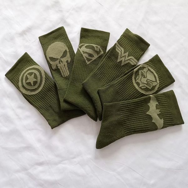 

hosiery marvel peripheral mens designer socks marvel hero series print fashion stockings household couple mid calf, Black