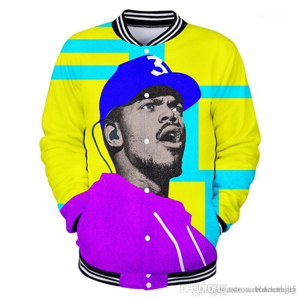 

hiphop 3d printed long sleeve cardigan mens baseball outerwear fashion rapper male apparel chance the rapper mens hoodies, Black