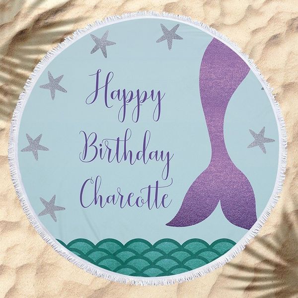 

красочный дизайн русалка единорог пляжное полотенце большой круглый 150см микрофибры плавание полотенце с кисточкой для взрослых дети популя