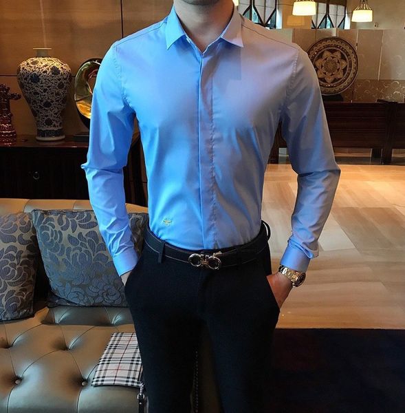 

20ss spring and summer new shirt b8 limited time promotion double mercerized fabric fashion static lapel black butterfly button size -3xl, White;black