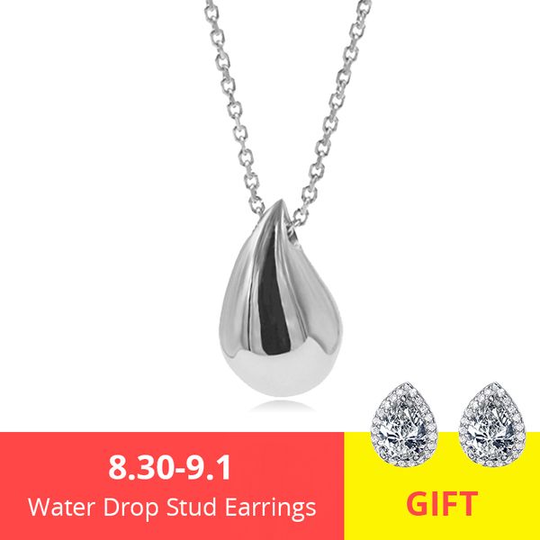 

licliz 2019 new 925 sterling silver water drop pendant necklaces for women 18k gold white gold link chains jewelry kolye ln0435