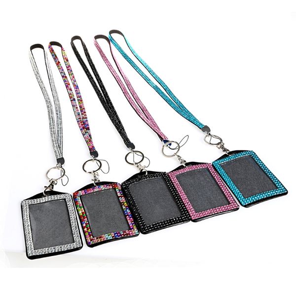 

bling lanyard crystal rhinestone lanyard with claw clasp vertical id badge holder work card holder