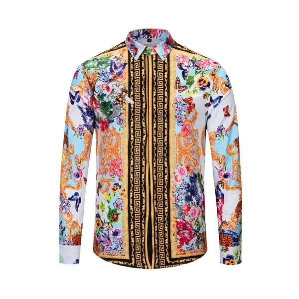 

2019 brand new design luxury print slim fit casual long sleeve men shirt mens dress shirts men's medusa shirts, White;black