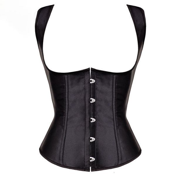

plus size corset wholesale corsets black satin shoulder straps waist cincher shaper body training corset plus size with lacing adjustable, Black;white