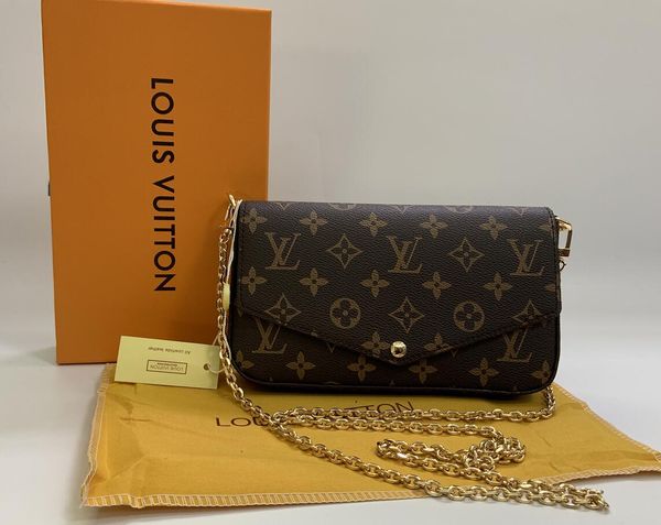 

2020 women genuine leather woc clutch handbag 64065 brand designer 3pcs set pochette bag with box 61276