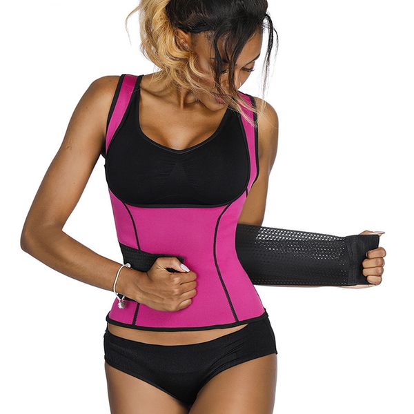 

neoprene sauna sweat women sleeveless corset slimming shapewear running weight loss body shaper fitness tummy control sport, Black;blue