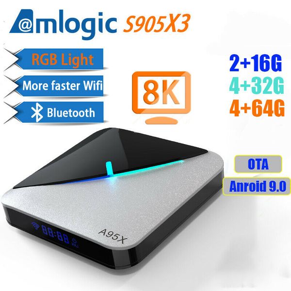 

2019 a95x f3 android 9.0 tv box amlogic s905x3 4gb 64gb 32gb dual wifi bt 8k set box